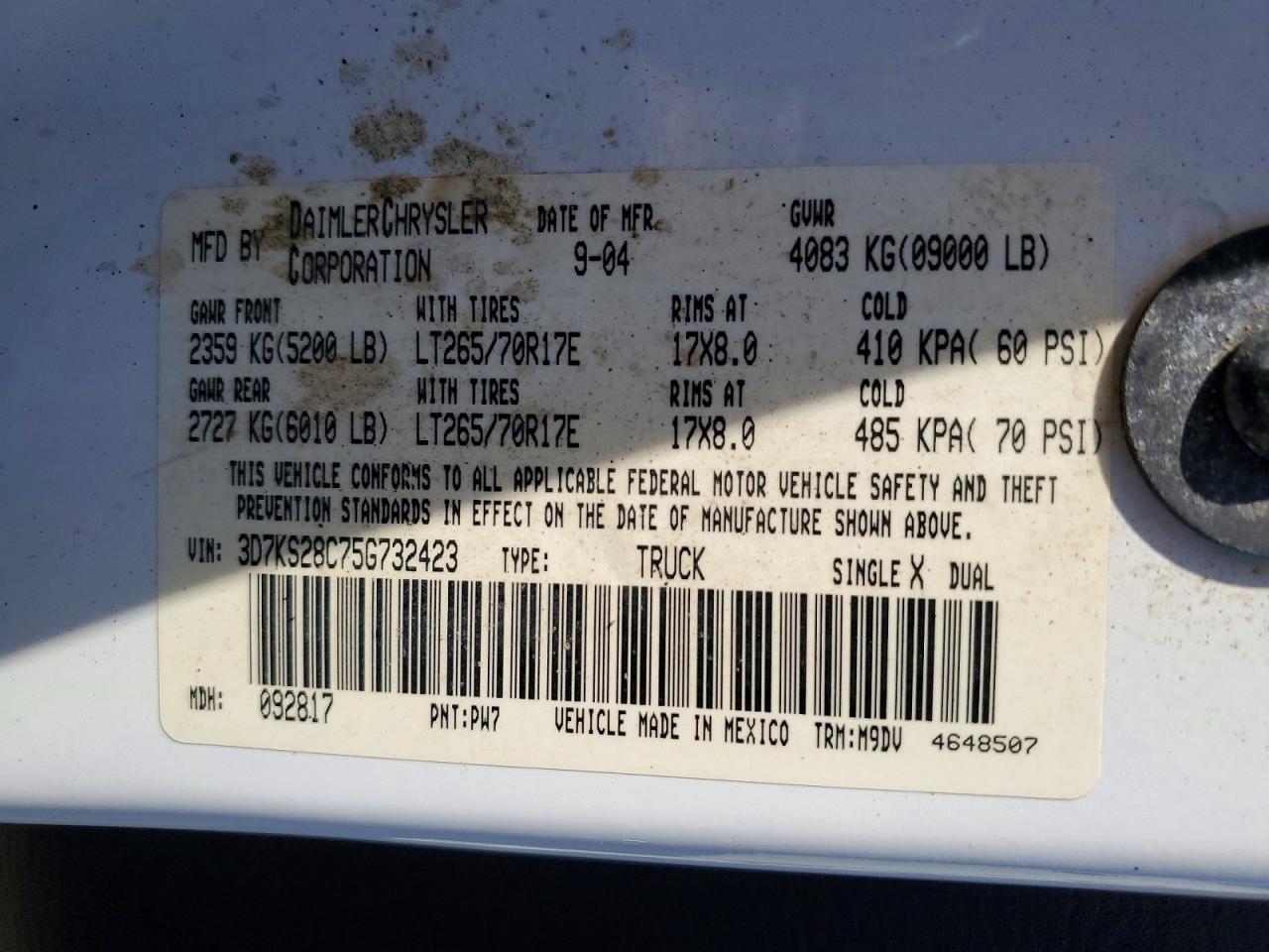 2005 DODGE RAM 2500