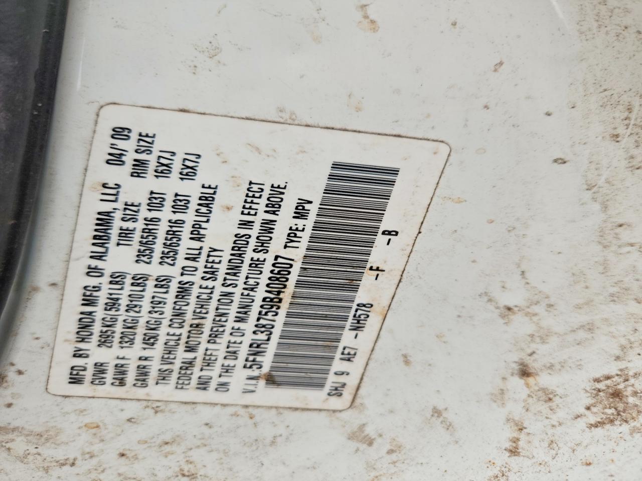 2009 HONDA ODYSSEY