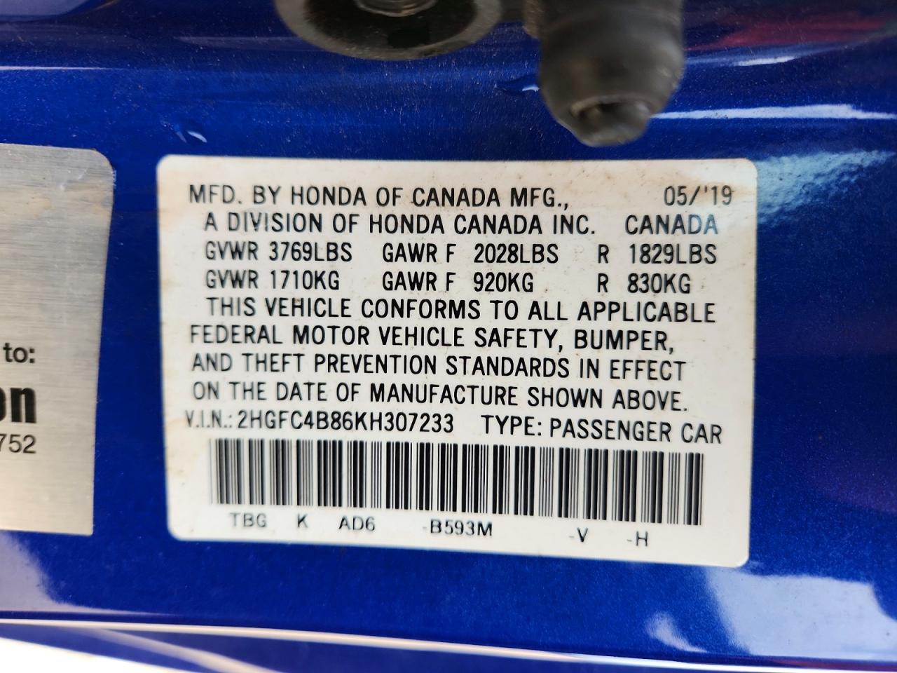 2019 HONDA CIVIC