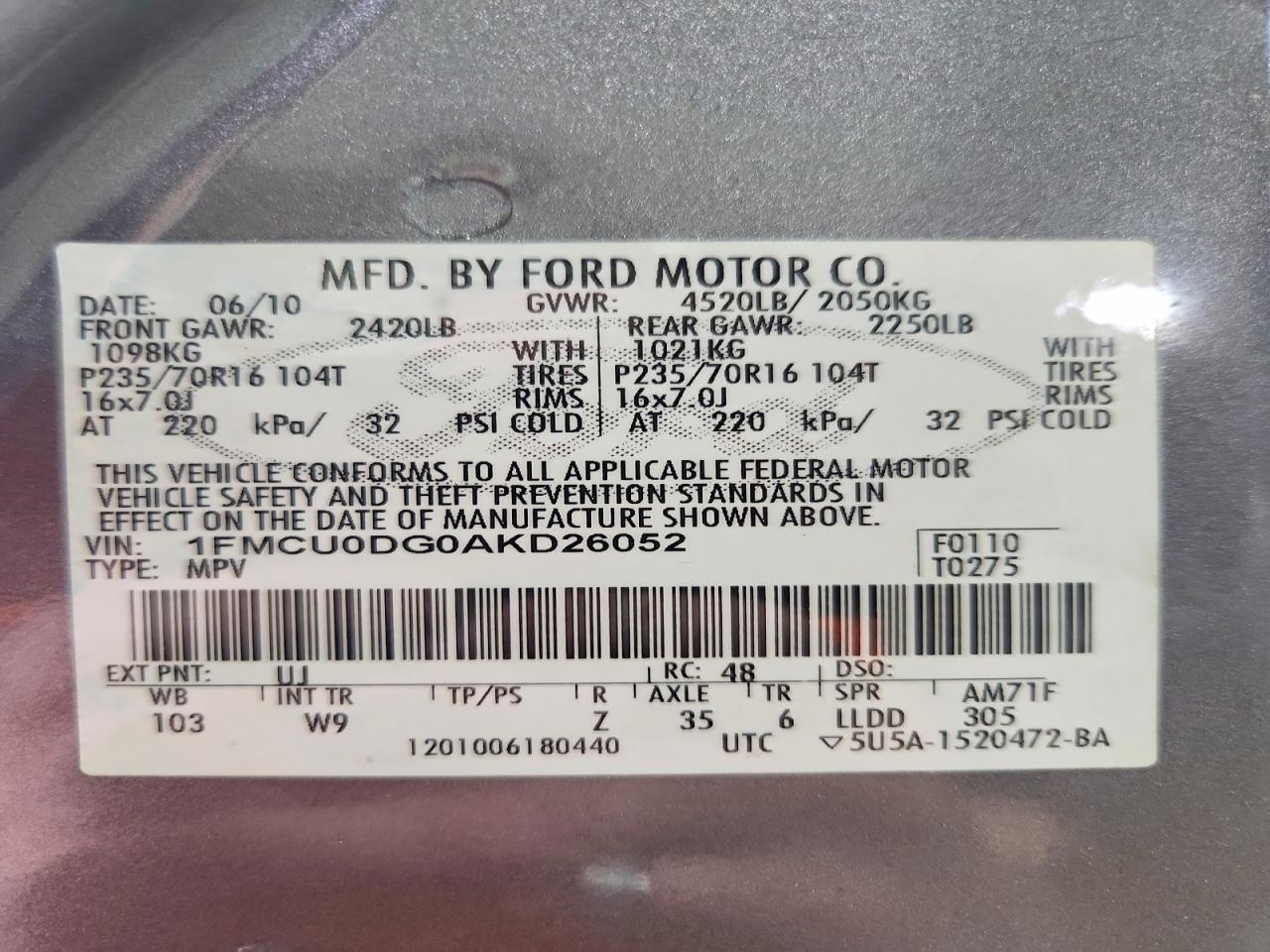 2010 FORD ESCAPE