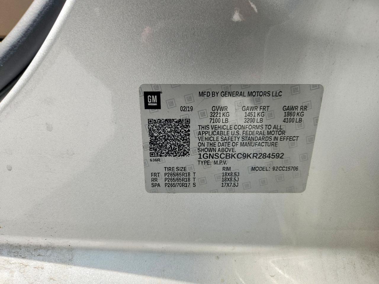 2019 CHEVROLET TAHOE