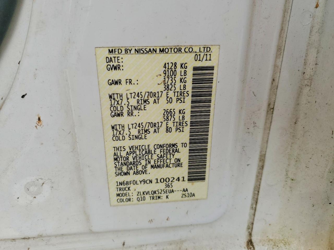2012 NISSAN NV