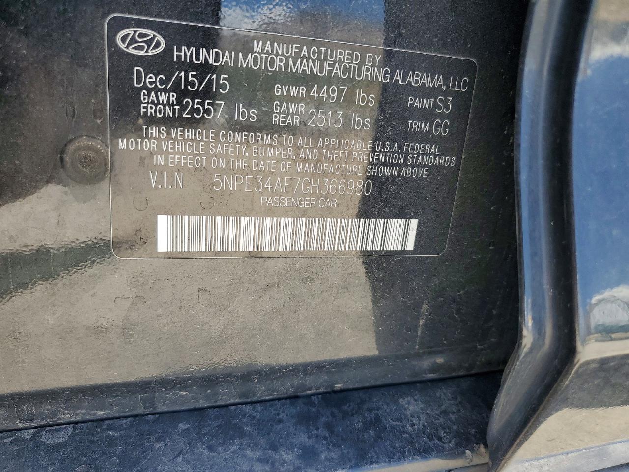2016 HYUNDAI SONATA