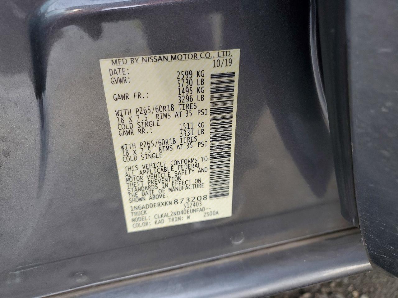 2019 NISSAN FRONTIER