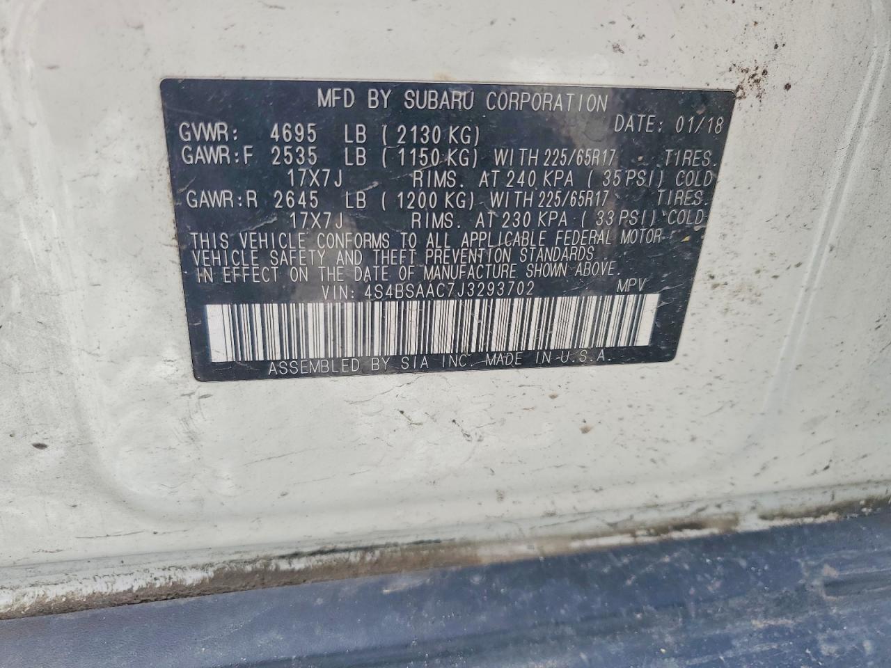 2018 SUBARU OUTBACK