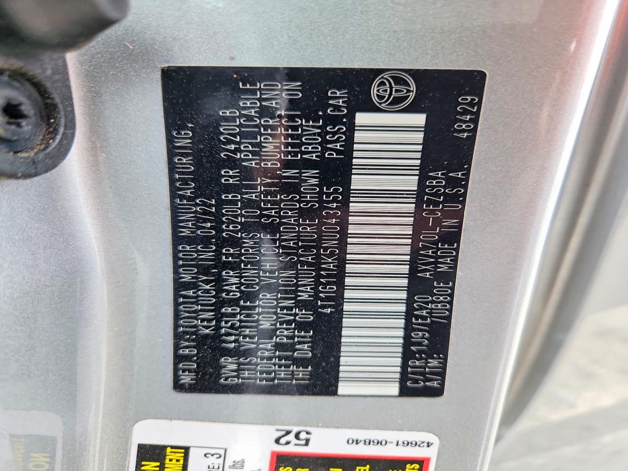 2022 TOYOTA CAMRY