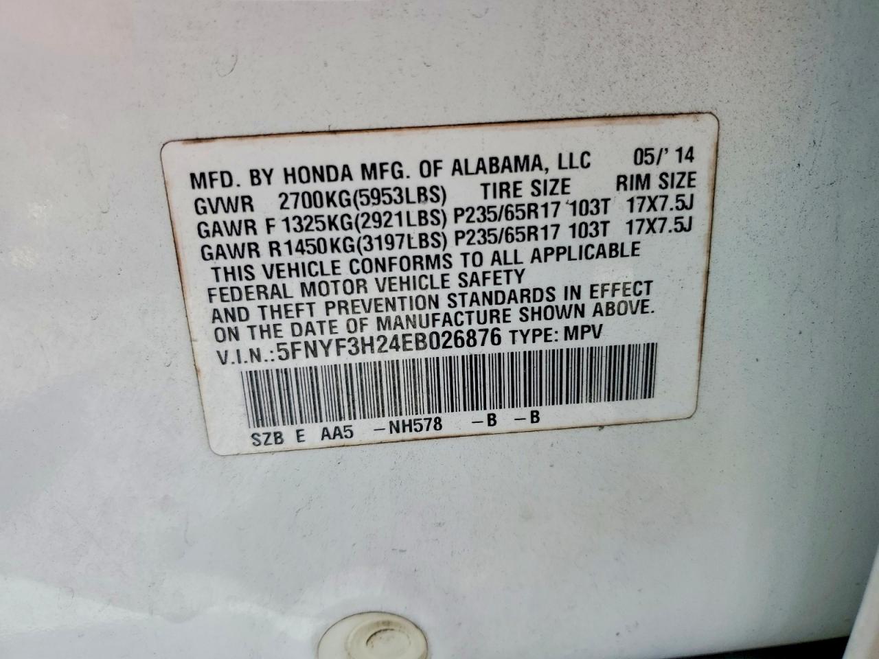 2014 HONDA PILOT