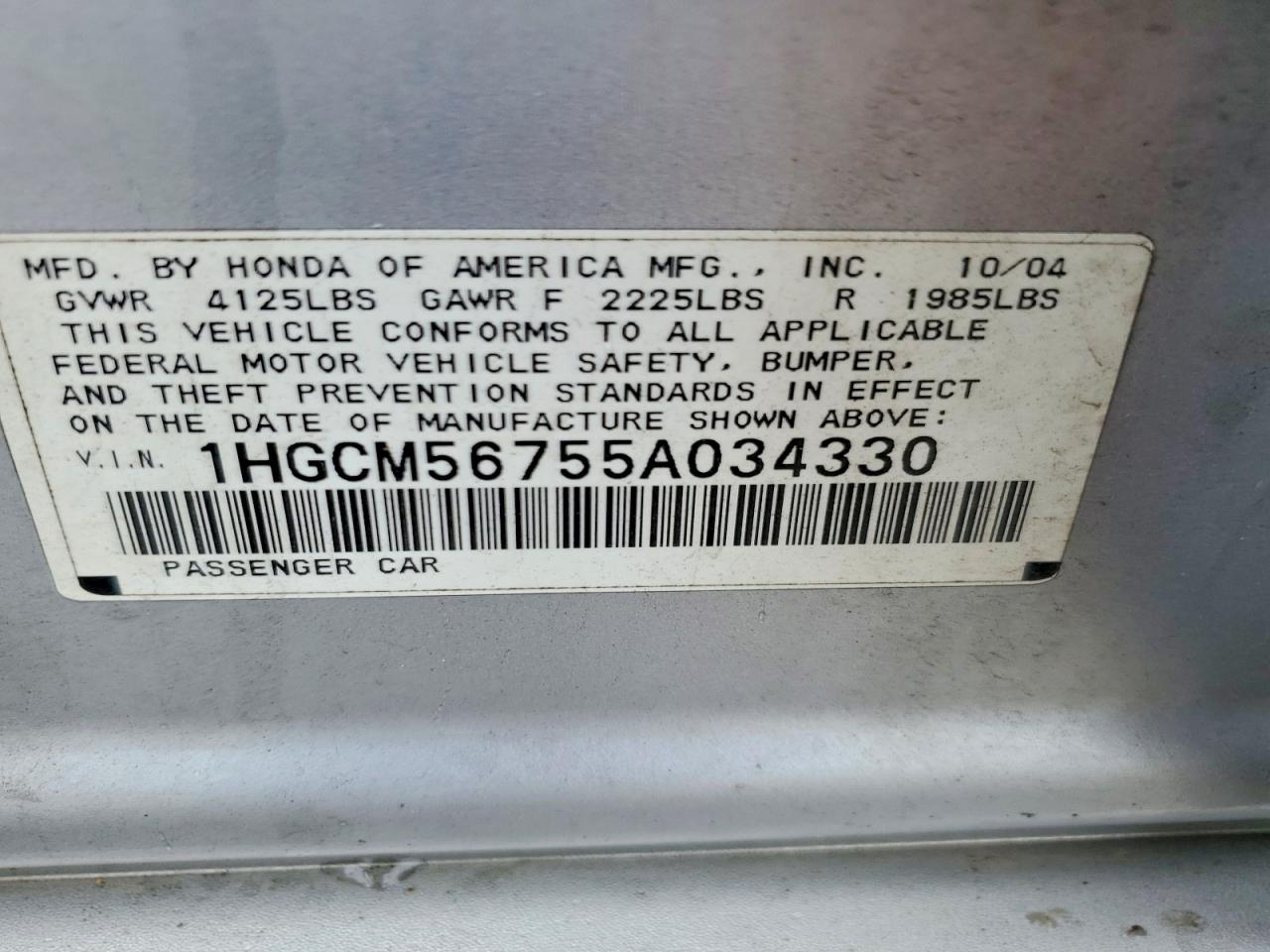 2005 HONDA ACCORD