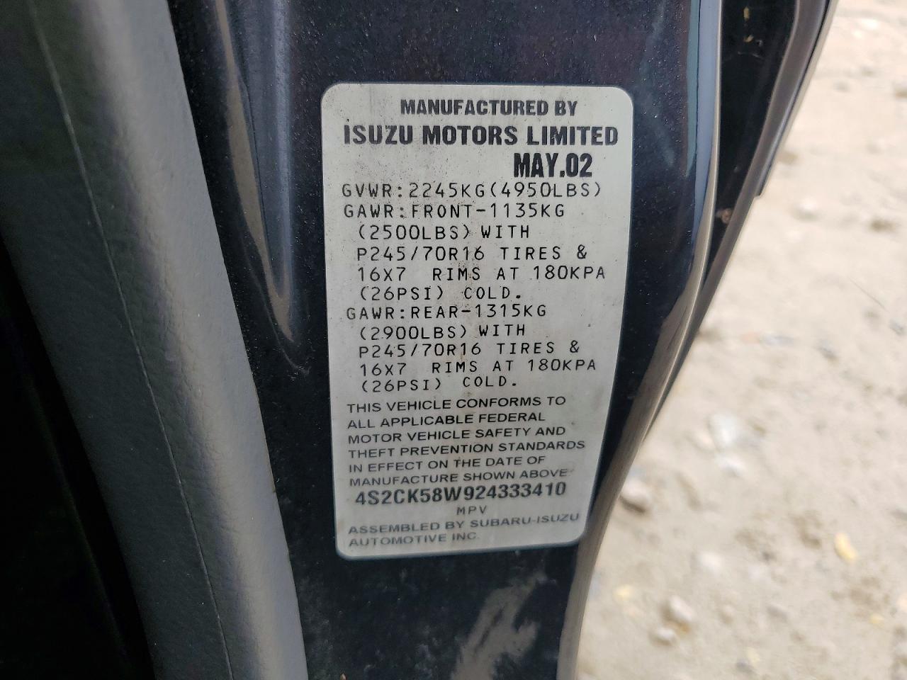 2002 ISUZU RODEO