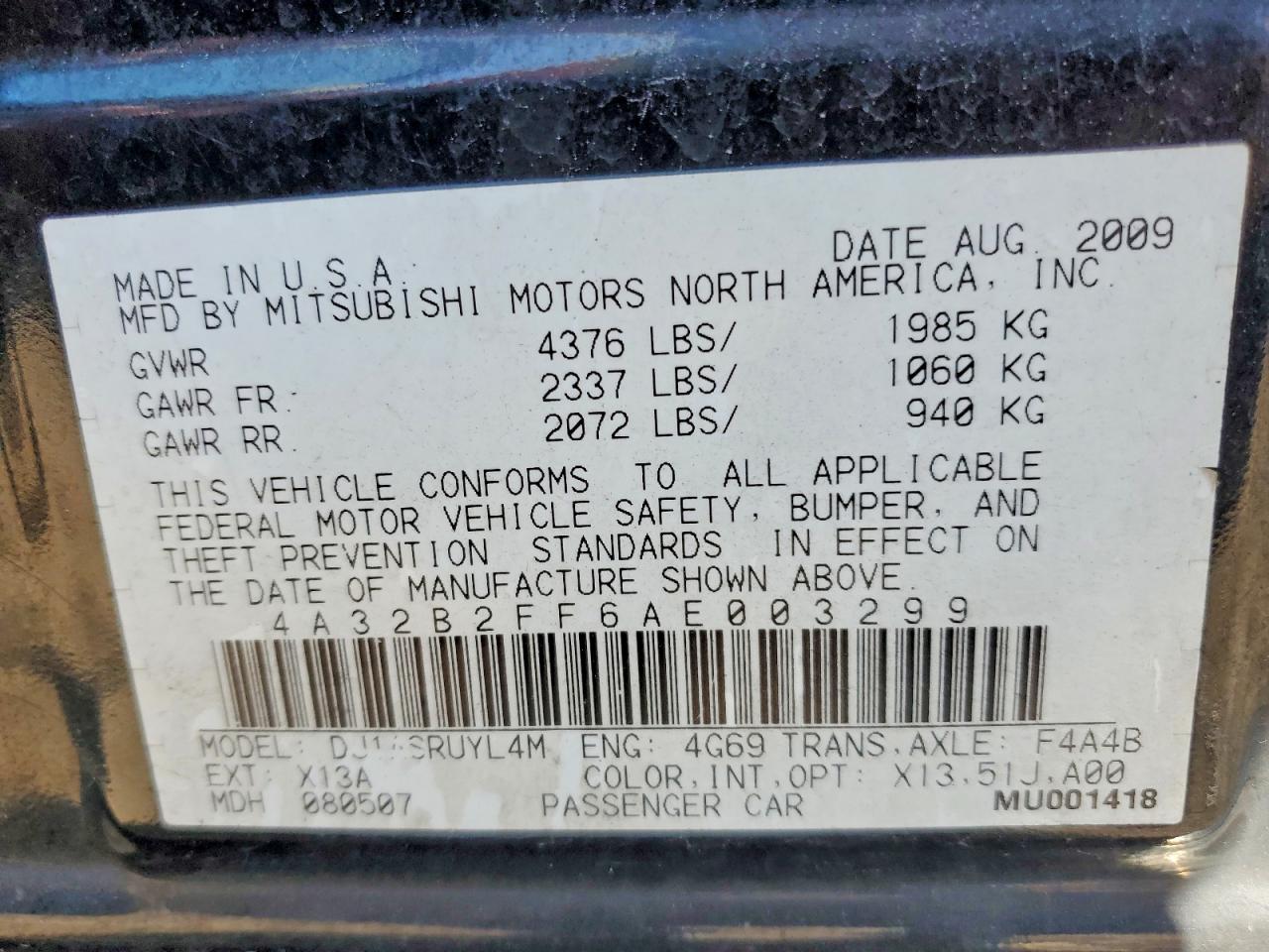 2010 MITSUBISHI GALANT