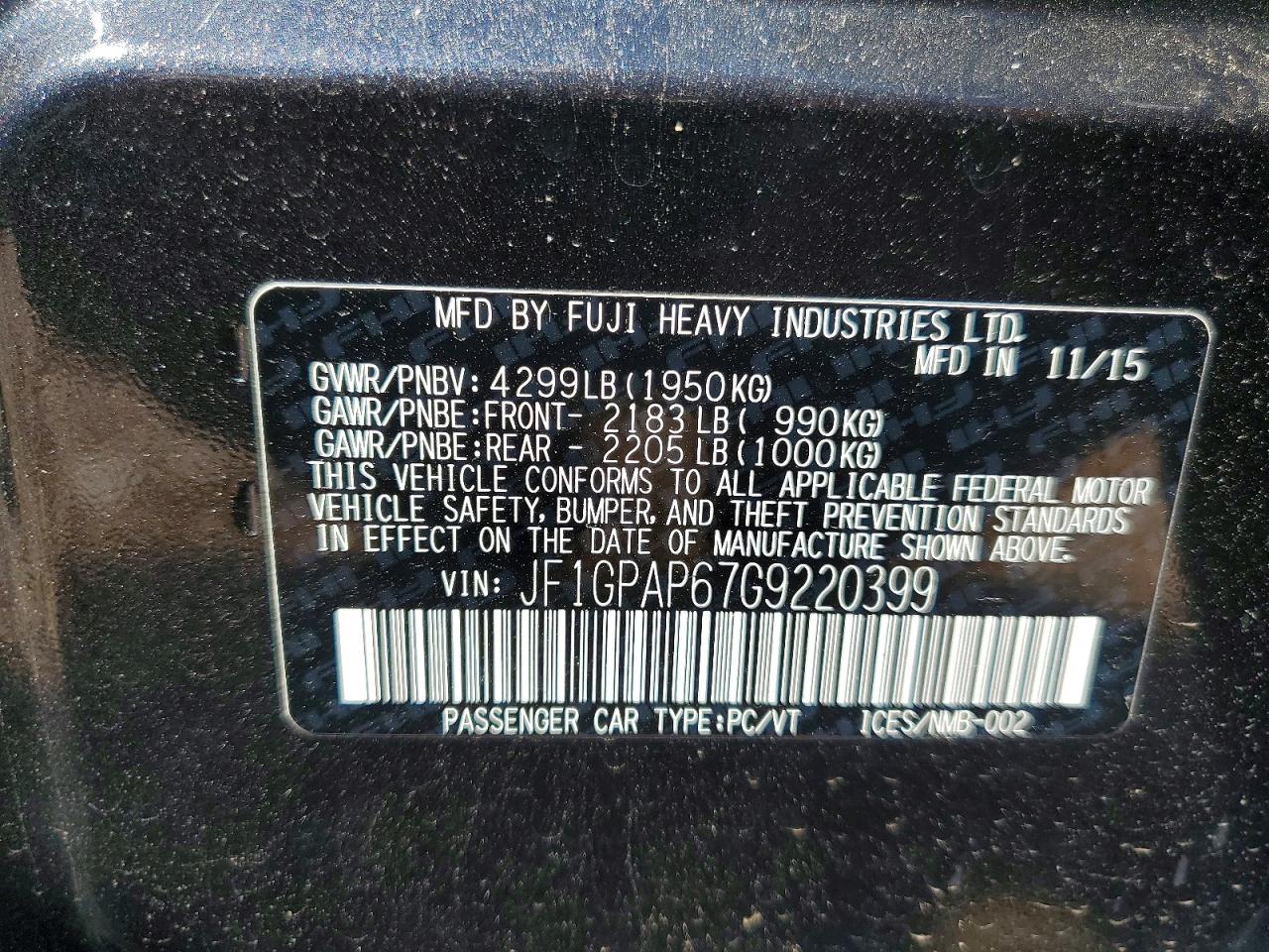 2016 SUBARU IMPREZA