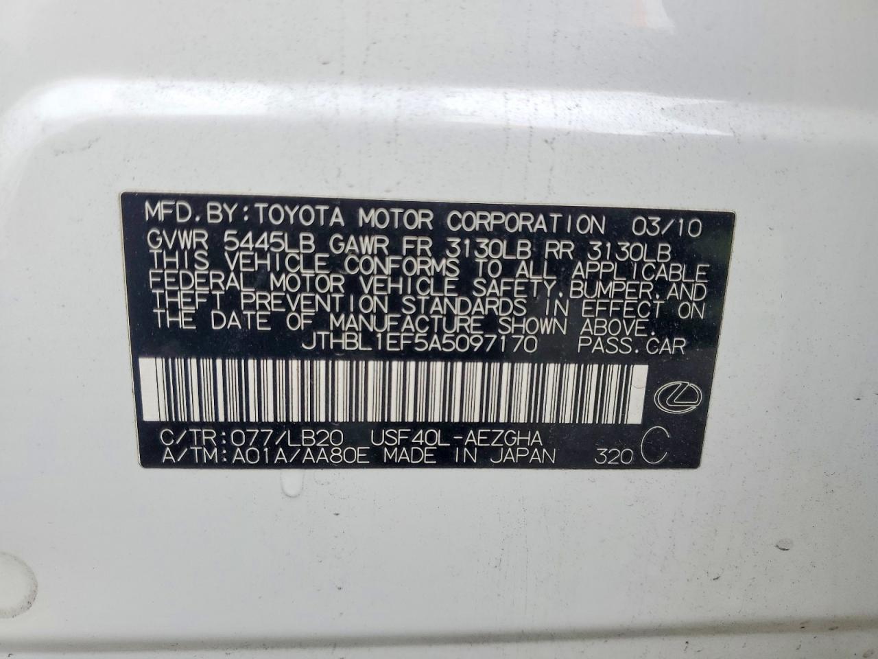 2010 LEXUS LS460