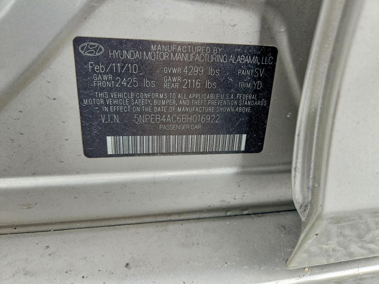 2011 HYUNDAI SONATA
