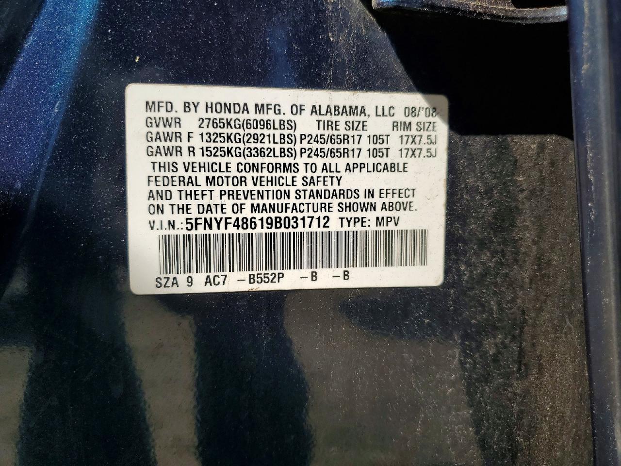 2009 HONDA PILOT
