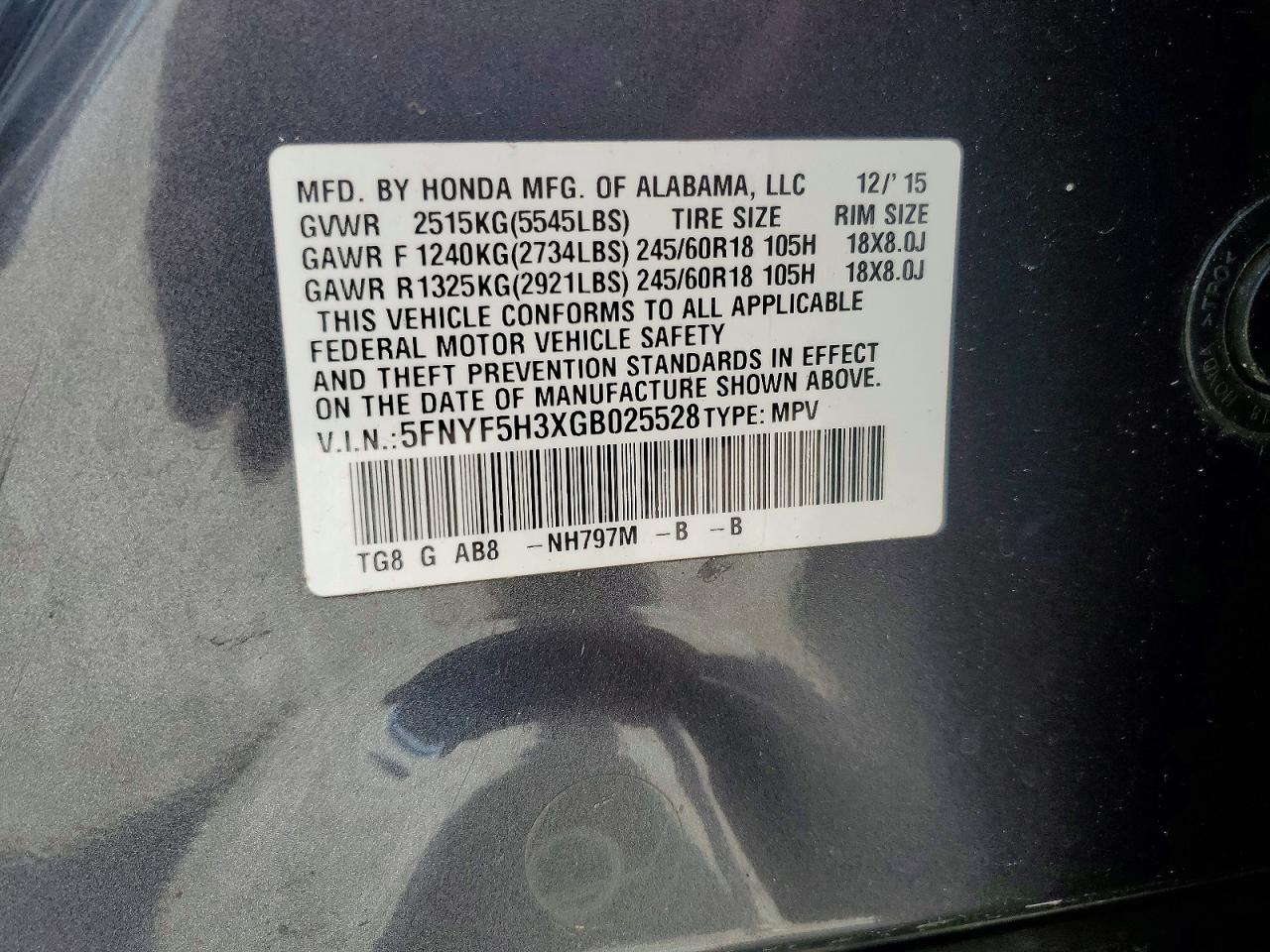 2016 HONDA PILOT