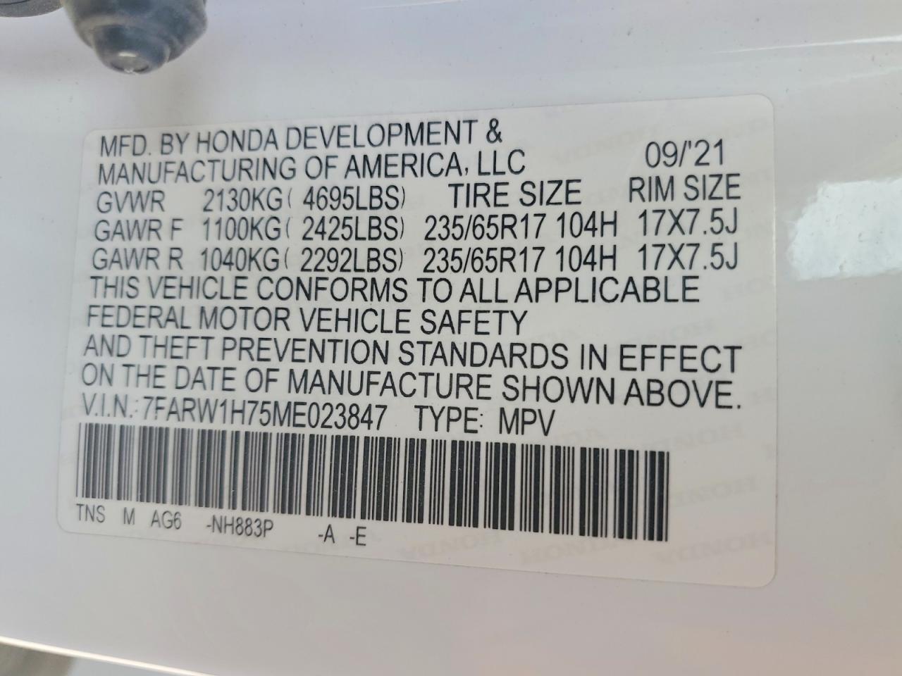 2021 HONDA CRV