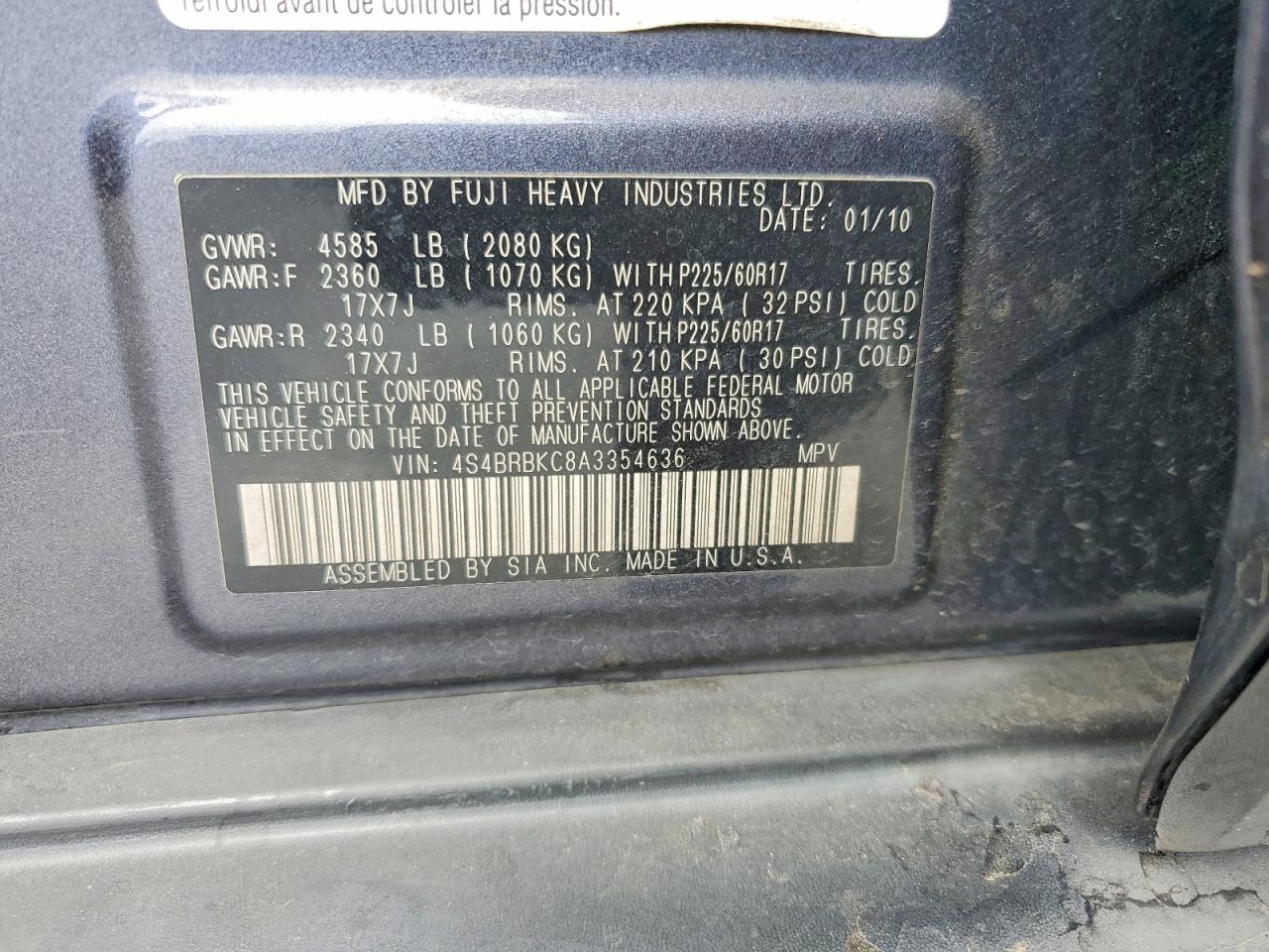 2010 SUBARU OUTBACK