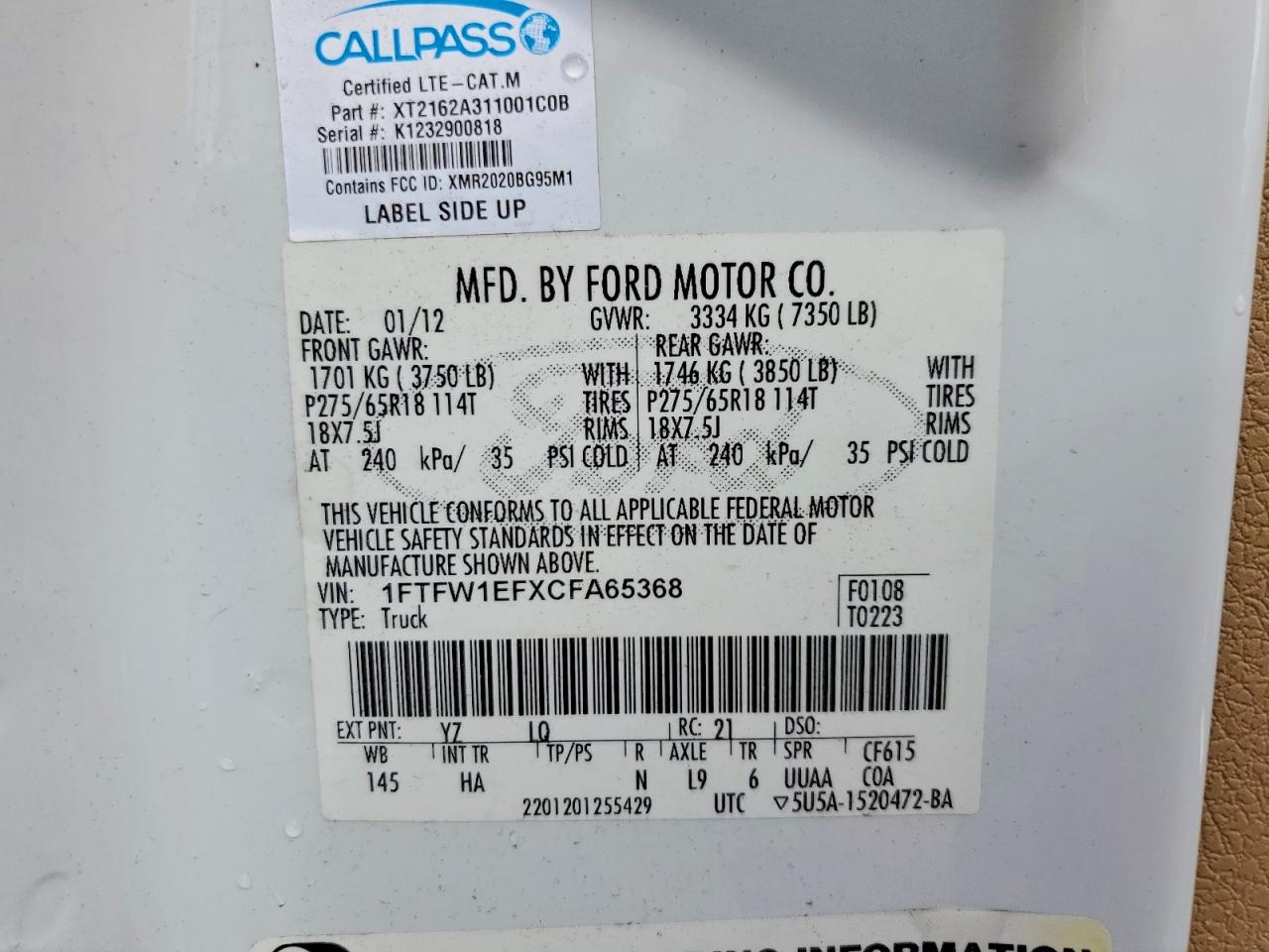 2012 FORD F150