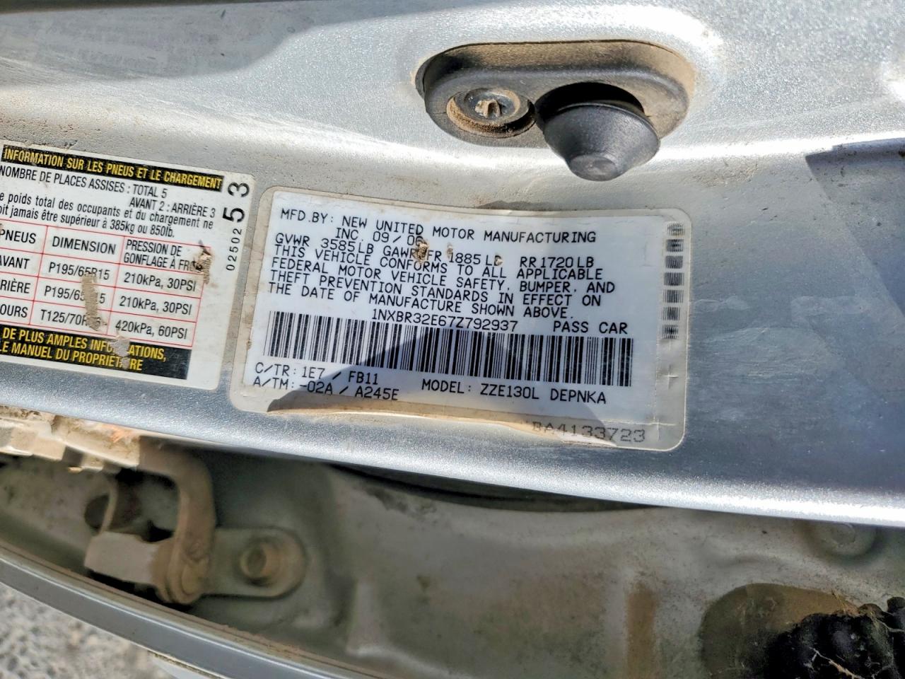 2007 TOYOTA COROLLA