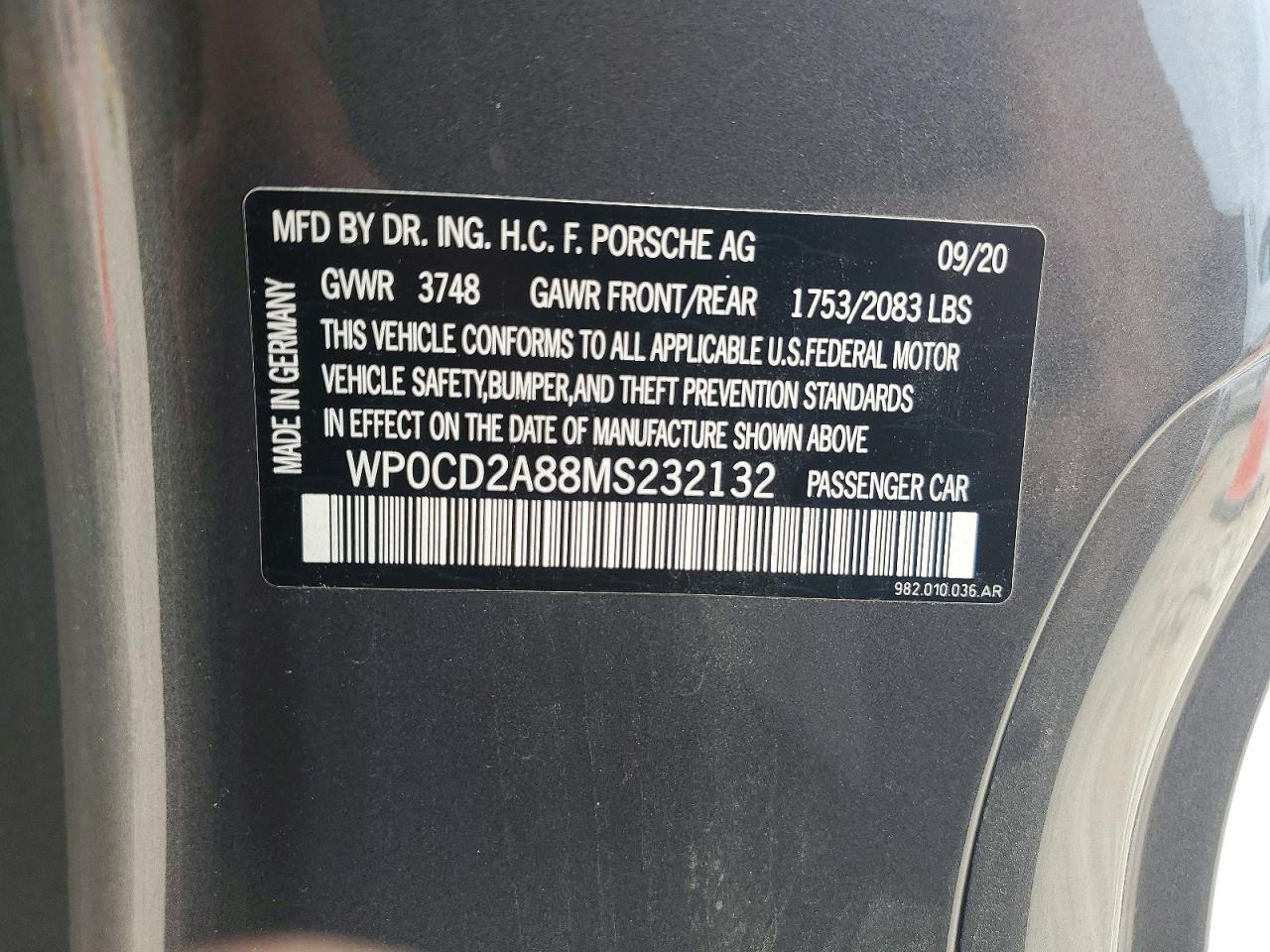2021 PORSCHE BOXSTER