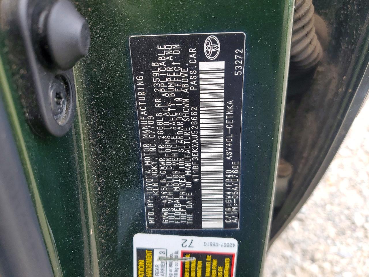 2010 TOYOTA CAMRY