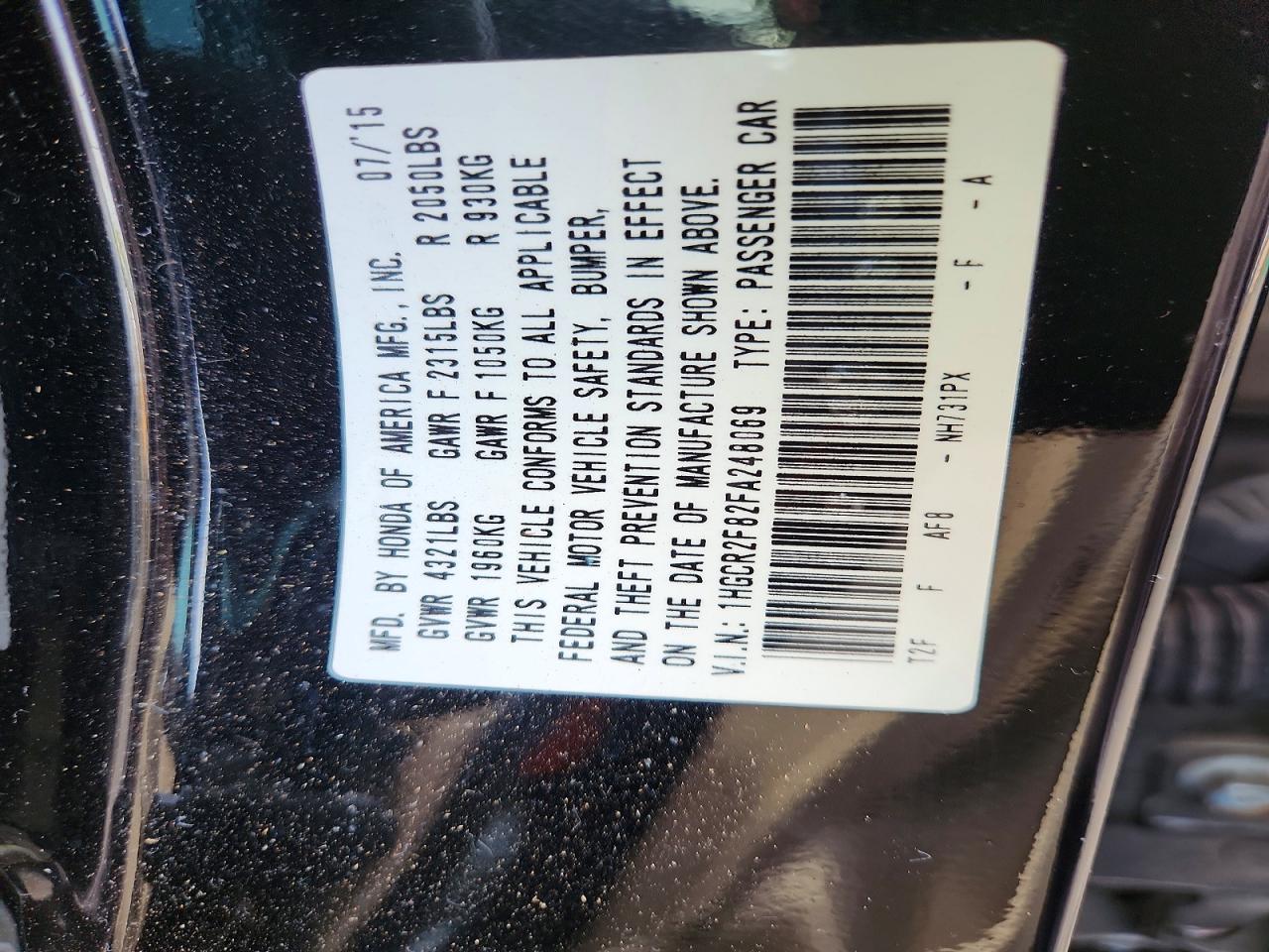 2015 HONDA ACCORD