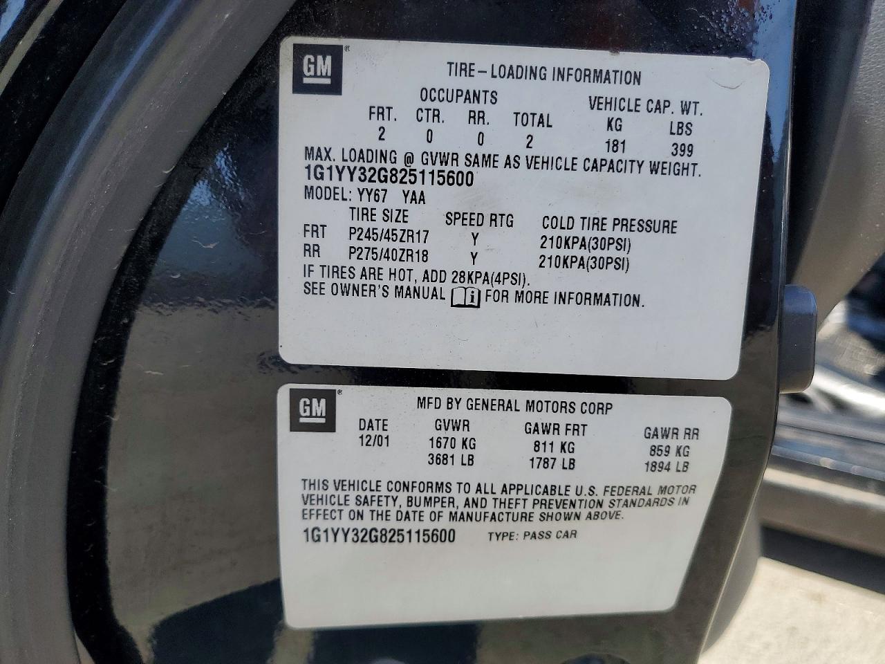 2002 CHEVROLET CORVETTE