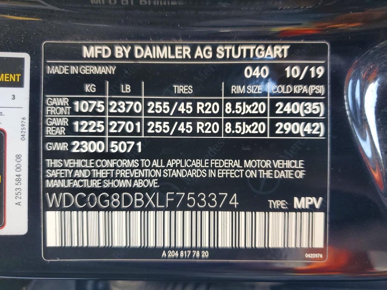 2020 MERCEDES-BENZ GLC-CLASS
