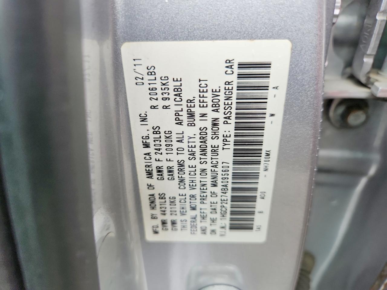 2011 HONDA ACCORD