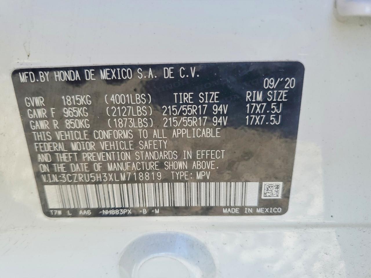 2020 HONDA HR-V