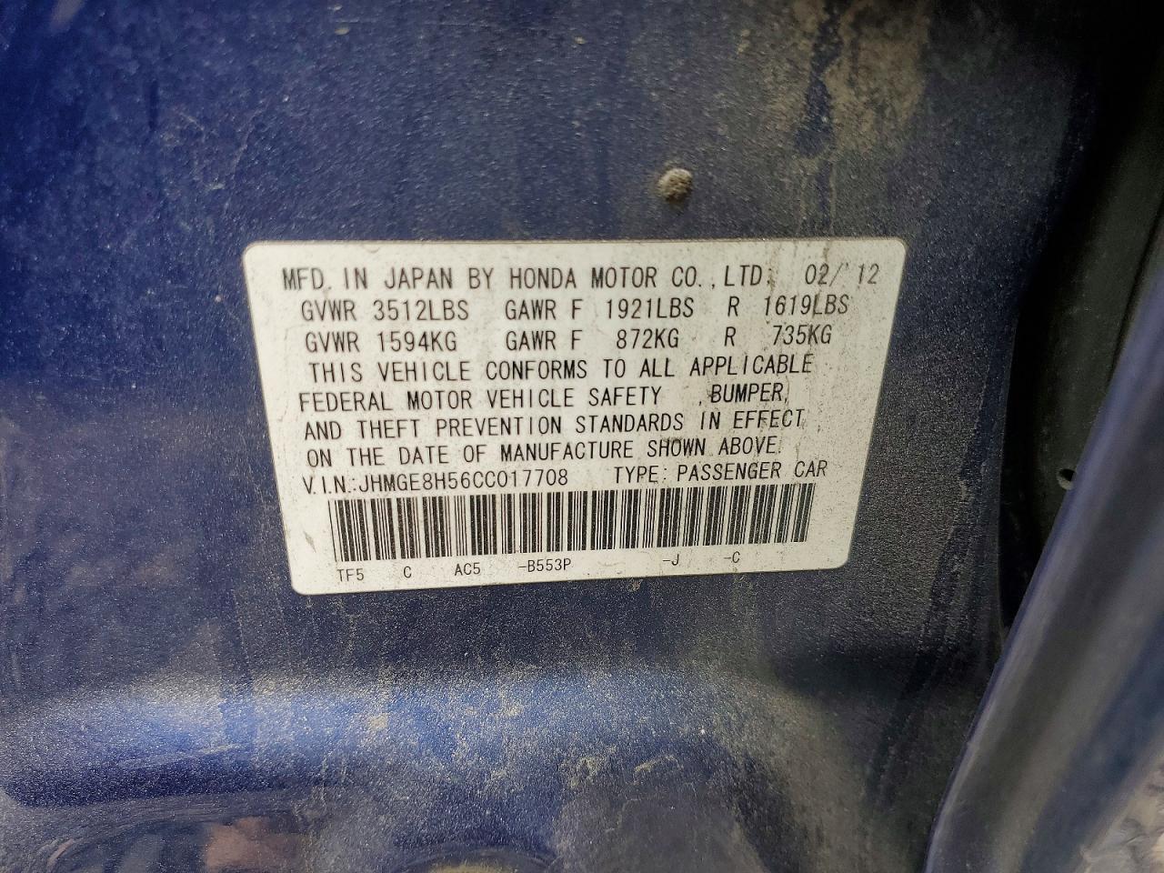 2012 HONDA FIT