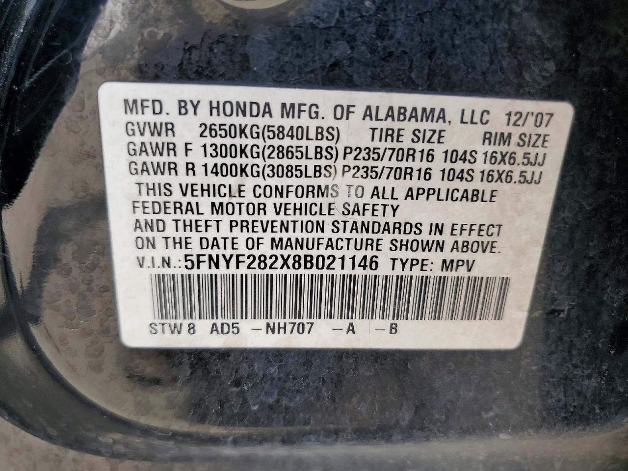 2008 HONDA PILOT