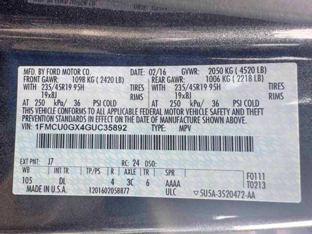 2016 FORD ESCAPE