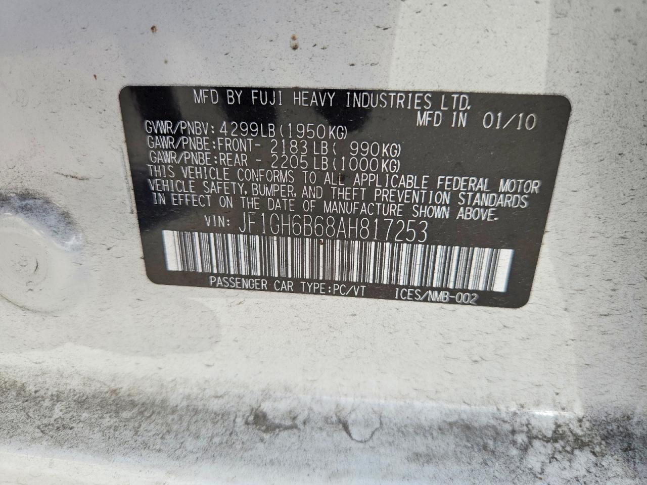2010 SUBARU IMPREZA