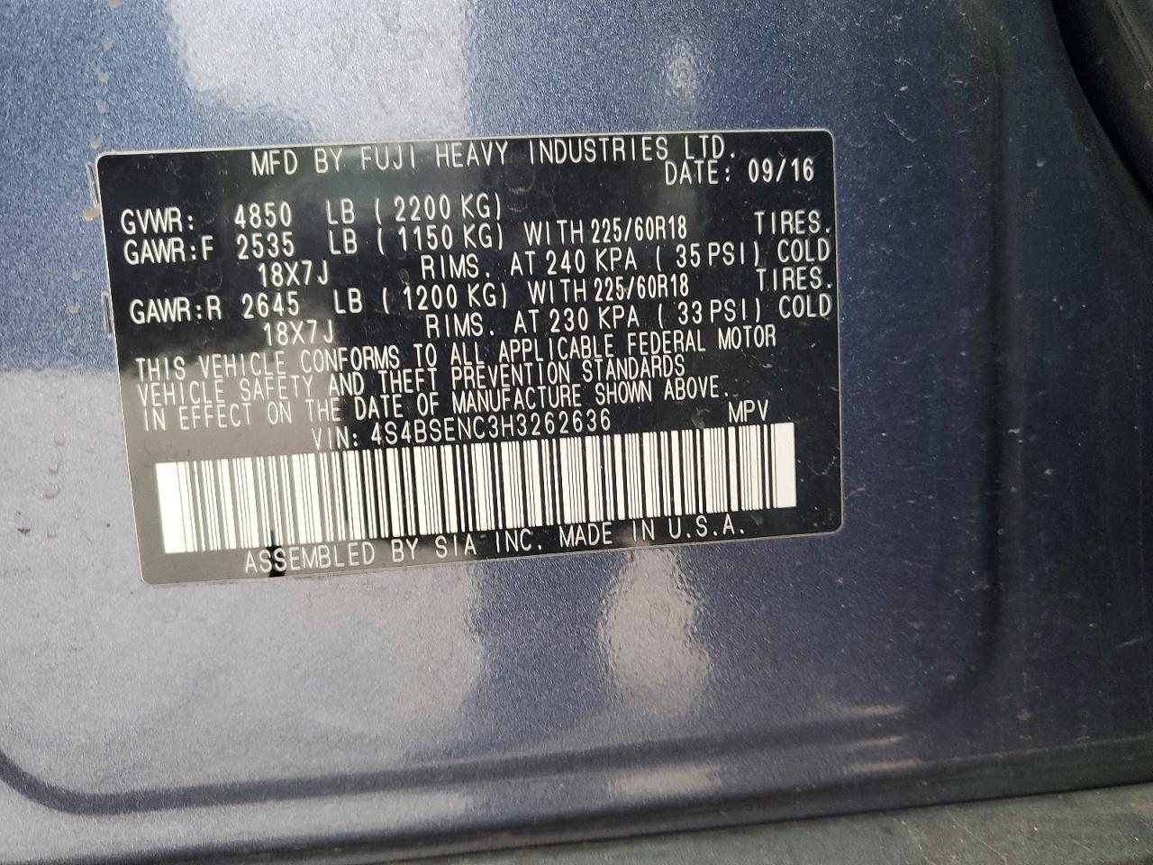 2017 SUBARU OUTBACK