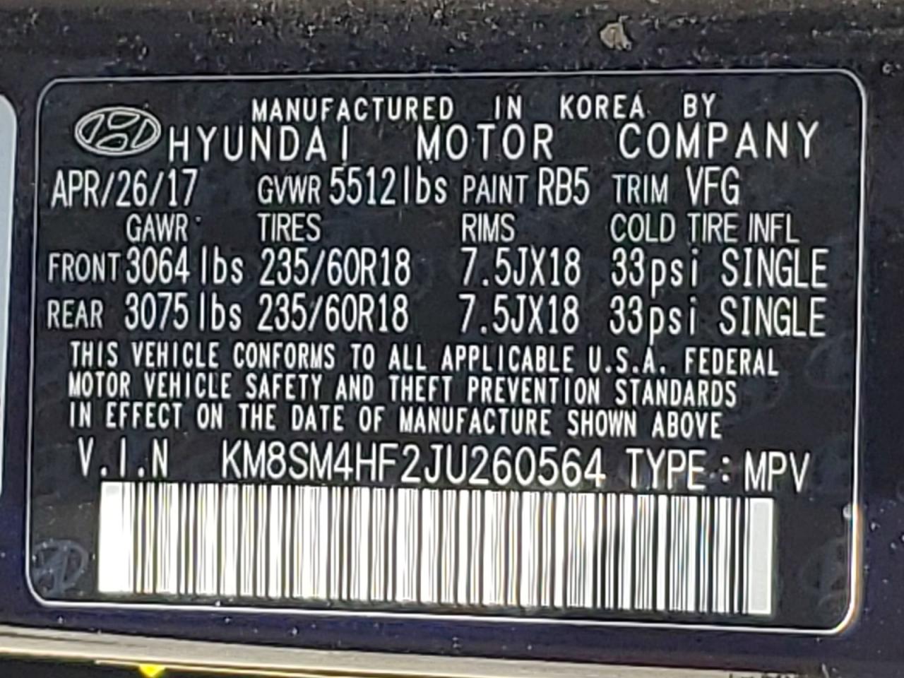 2018 HYUNDAI SANTA FE