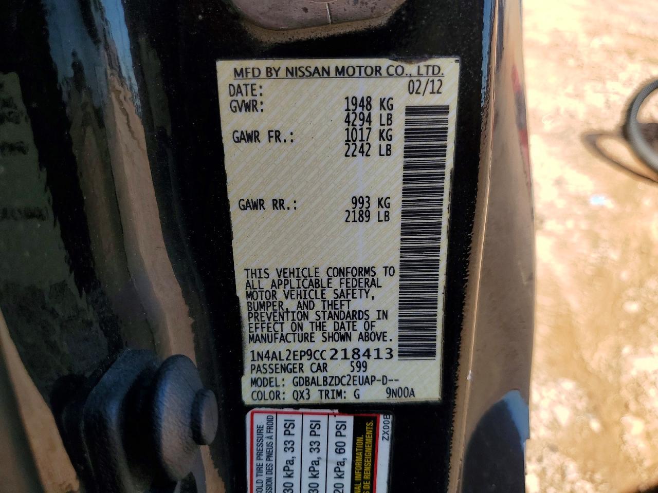 2012 NISSAN ALTIMA
