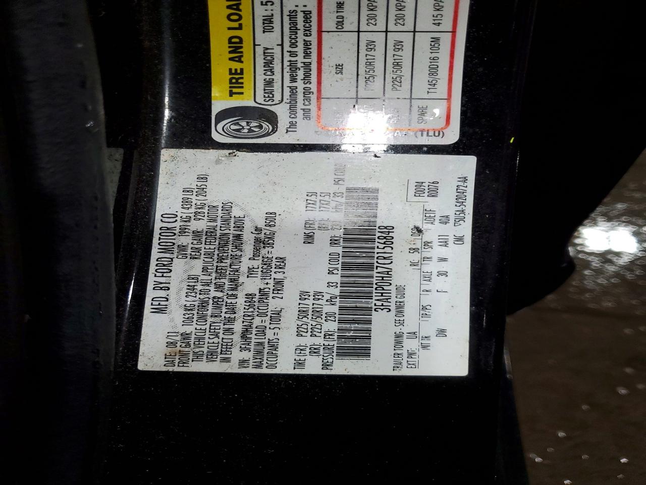 2012 FORD FUSION
