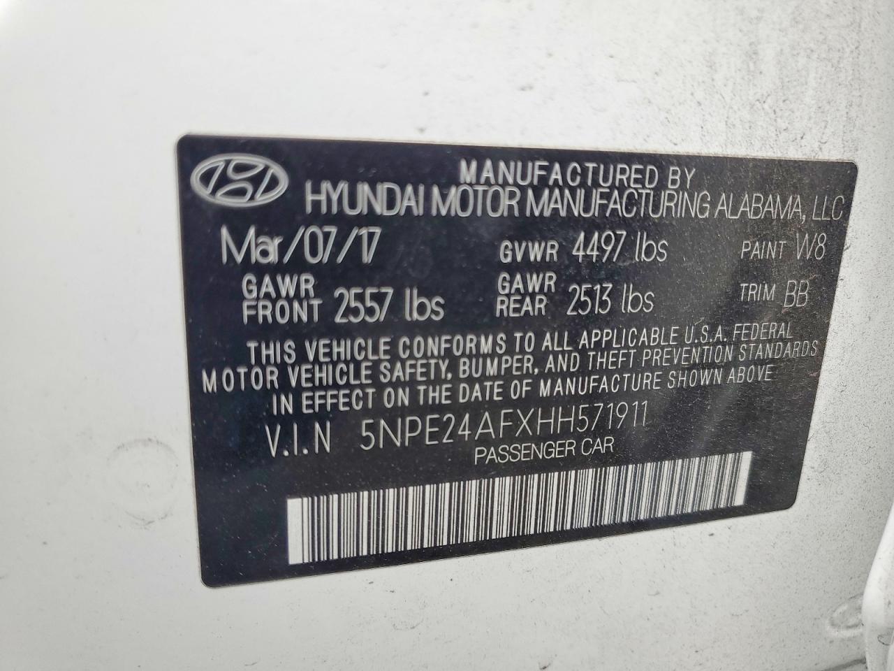 2017 HYUNDAI SONATA