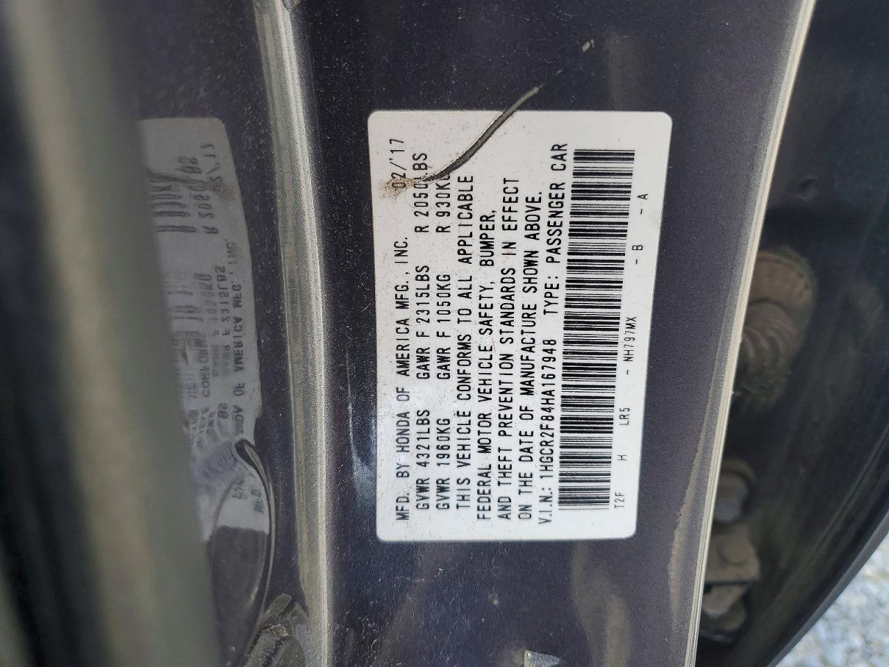 2017 HONDA ACCORD