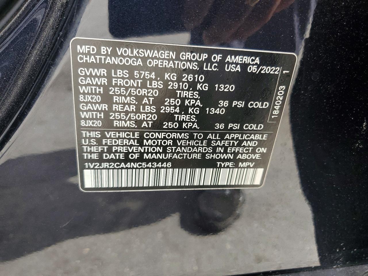 2022 VOLKSWAGEN ATLAS