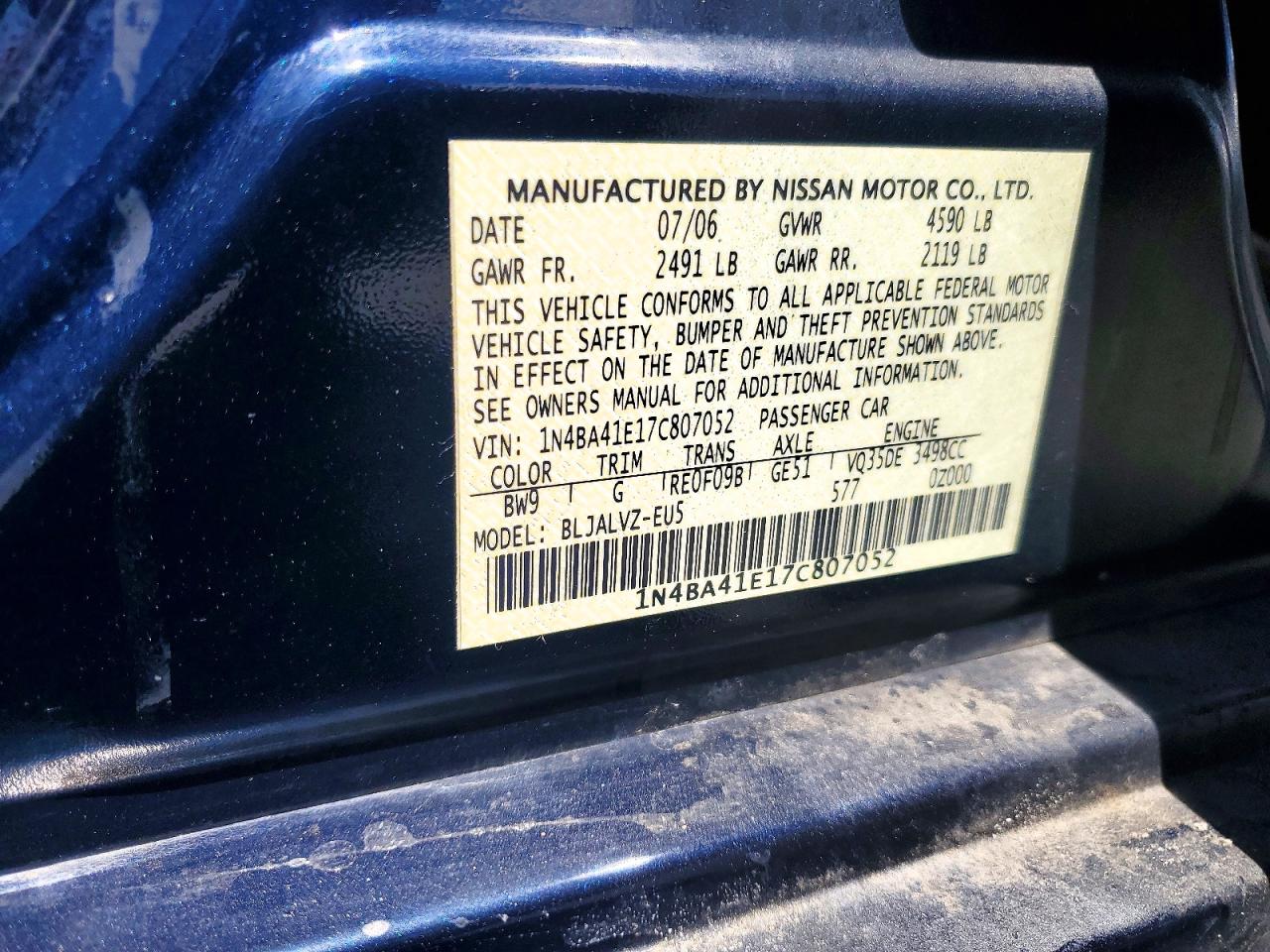 2007 NISSAN MAXIMA