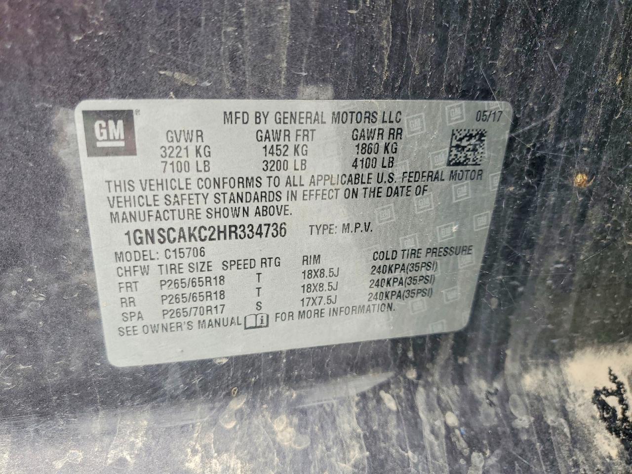 2017 CHEVROLET TAHOE