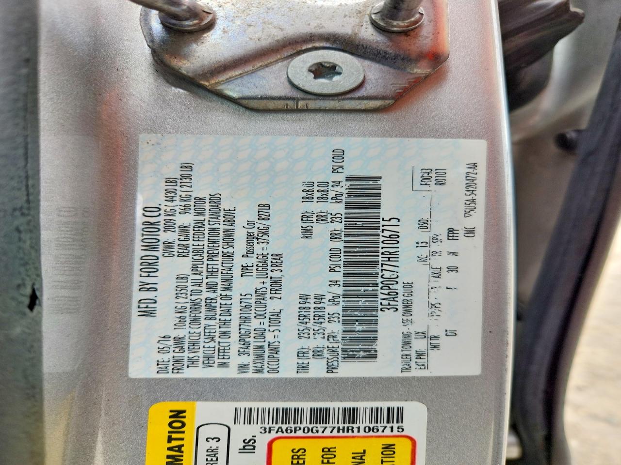 2017 FORD FUSION