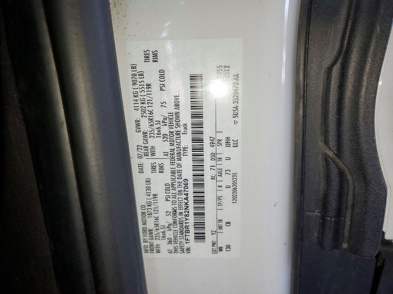 2022 FORD TRANSIT