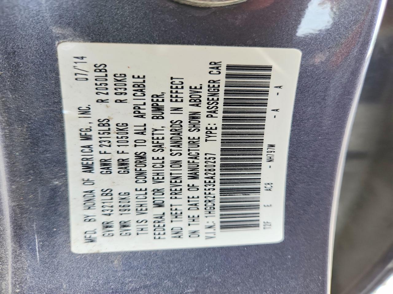 2014 HONDA ACCORD