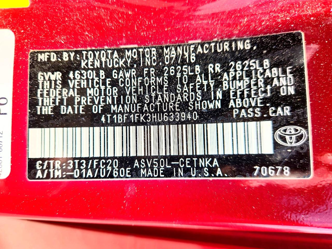 2017 TOYOTA CAMRY