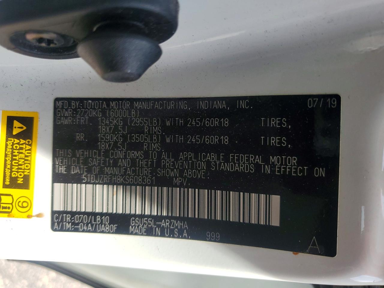 2019 TOYOTA HIGHLANDER