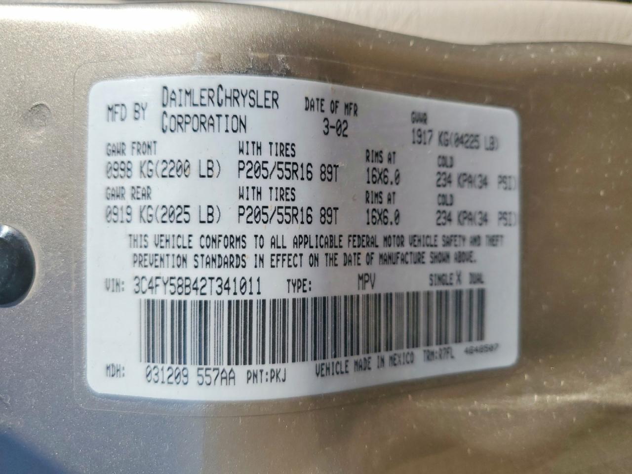 2002 CHRYSLER PT CRUISER