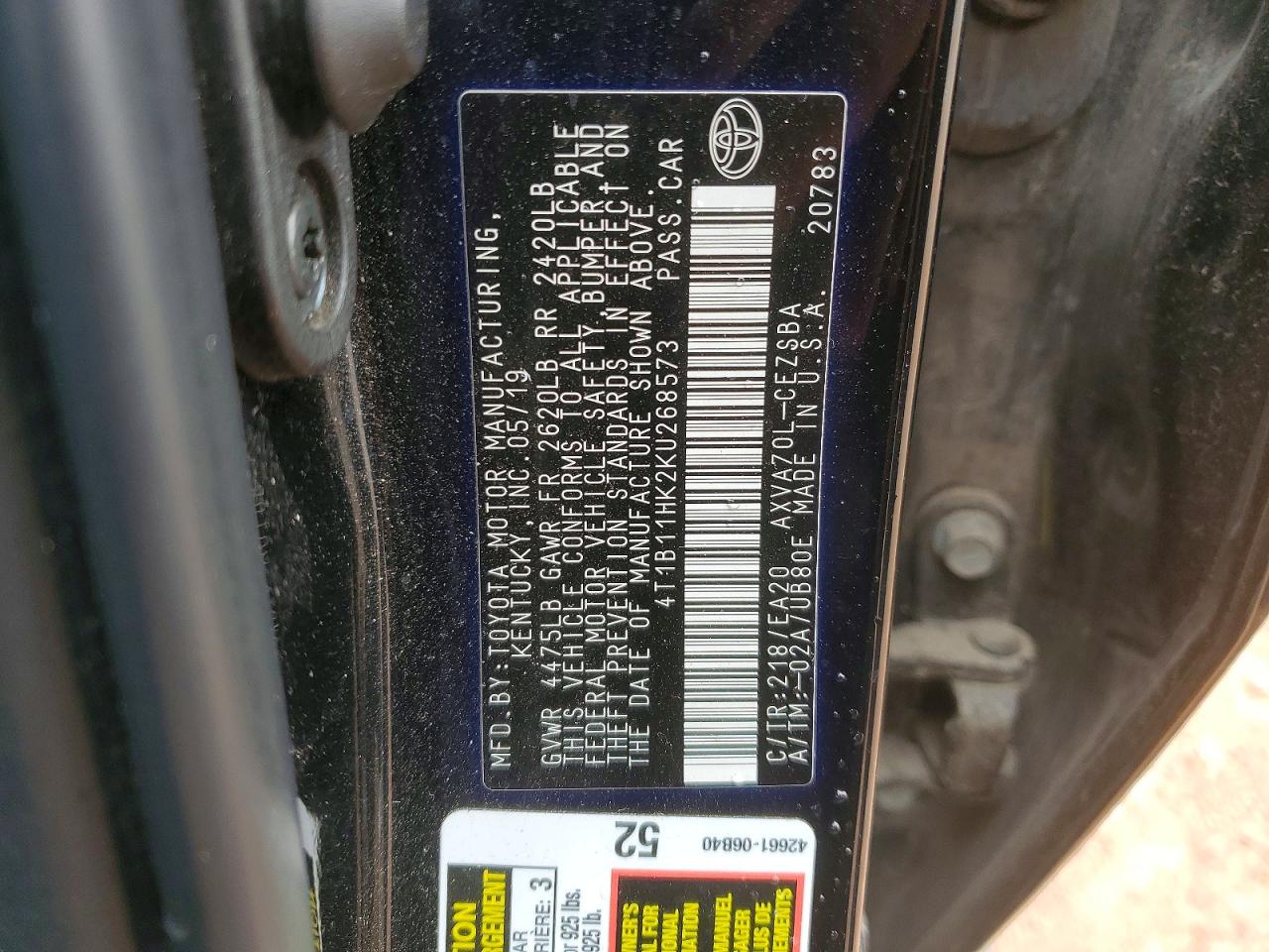 2019 TOYOTA CAMRY